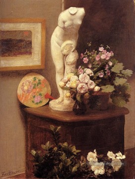  Fantin Peintre - Nature morte au torse et fleurs fleur peintre Henri Fantin Latour